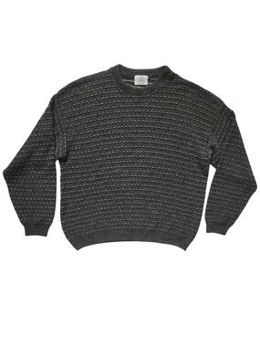 Vintage Classics Textured Knit Sweater Men's Large Gray Crew Neck Grandpa Sweate